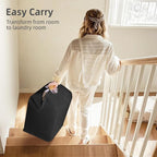 STORAGE MANIAC 2-Pack Large Laundry Hamper, 100L (26.4 Gal) Collapsible Laundry Basket with Bamboo Handles, Freestanding Waterproof Clothes Hamper for Bedroom, Dorm, Towels, Black+White - Image 2