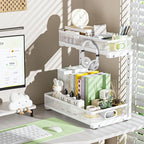 Under Sink Organizer 2 Pack, High Adjustable 2 Tier Under Sink Organizers and Storage, Slide out Metal Cabinet Organizers, Pull out Storage Drawer Shelf for Kitchen Bathroom Cabinet (White) - Image 9