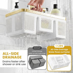 BYUNER Portable Cleaning Caddy & Shower Basket: Hard Plastic Caddy Organizer with Handle, 4 Divided Compartments, All-Side Drainage for Bathroom, Dorm & Utility, College Dorm Room Essentials - Image 3