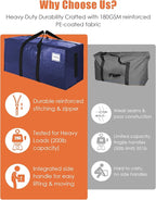 SWEET DOLPHIN 12 Pack 200LB Heavy-Duty Moving Bags with Wrap-Around Handles, Extra Large Storage Totes for Space Saving, Clothes Storage Bags, College Dorm Essentials, Blue, 24 Gal - Image 7