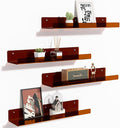 upsimples 4 Pcs 15" Acrylic Shelves for Wall Decor and Display, Brown by upsimples