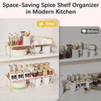 STARLATTA 2 Pcs Cabinet Organizer Shelf，Stackable Kitchen Counter Shelves, Spice Rack,Countertop Organizers，Pink Plastic Storage Shelves Rack for Makeup，Bathroom, Cupboard，Desk，Pantry Organization - Image 4