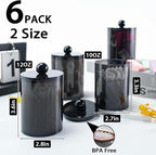 6 Pcs Acrylic Qtip Holder, Cotton Ball Holder Jars with Lids, Black - Image 2