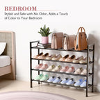 Bumusty 4 Tier Expandable Shoe Rack for Closet, Light Grey | 18"-33" Adjustable Shoe Rack for Entryway, Small Shoe Organizer for Dorm, Front Door, Sturdy Metal - Image 6