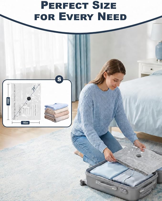 Travel Vacuum Bags with Hand Pump, 6-Pack - Image 2
