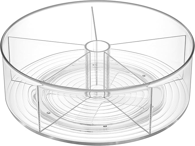 Divided Lazy Susan Turntable Organizer, 11.5" Clear Round Lazy Susan - Image 8