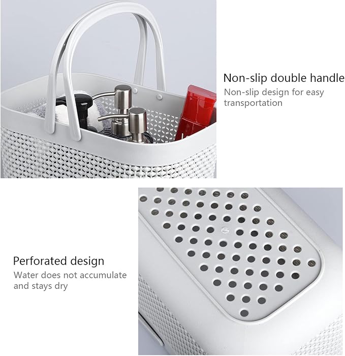 Plastic Portable Shower Caddy Basket, Storage Organizer, Grey, 2 Pack - Image 7