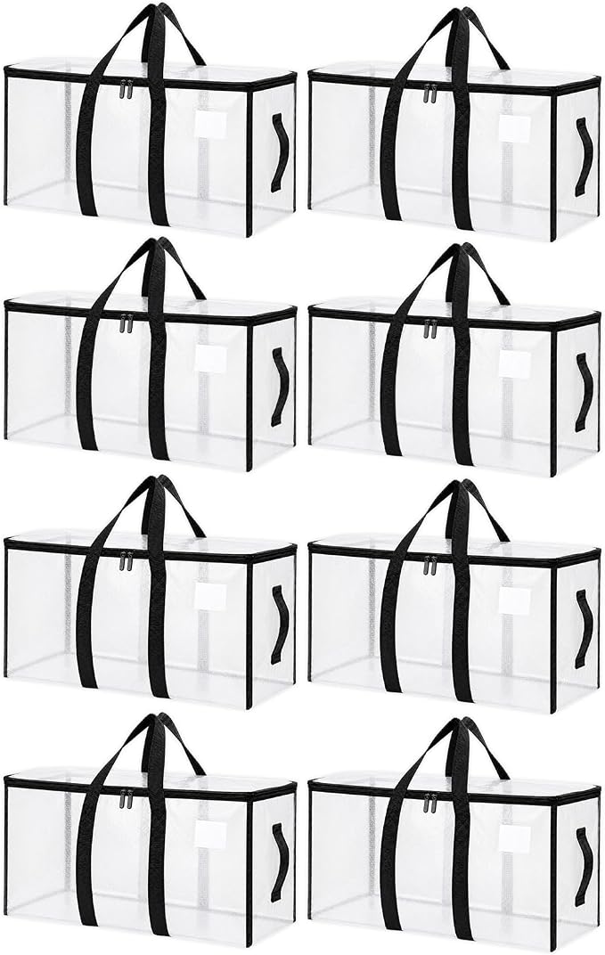 Songrey Extra Large Heavy Duty Moving Bags, 8 Pack, Clear by Unknown