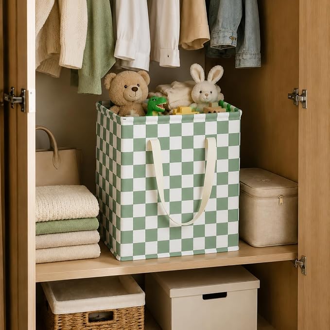 MAIZMZ 3 Pack Sage Green Storage Bins, 14.6"x12.6"x19.7" Waterproof Lining Laundry Baskets for Girls Room, Gifts - Image 4
