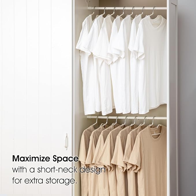 Non-Slip Metal Clothes Hangers - 5 Pack, Space-Saving Short Neck Hangers for T-Shirts, Dresses, Tank Tops, Jackets (Black) - Image 4