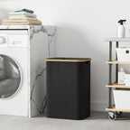 Lifewit 80L Large Laundry Basket with Lid, Removable Bags, Black - Image 2