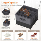 Lifewit Shoe Storage Organizer for Closet, Holder Box, 2 Pack, Black&Gray - Image 2
