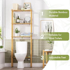 AmazerBath Bamboo Over The Toilet Storage Shelf, 3-Tier Bathroom Over Toilet Organizer Rack, Freestanding Above Toilet Shelf for Bathroom, Laundry, Space Saver, Natural Color - Image 4