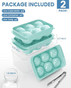Large Ice Cube Tray for Freezer - 2 Pack Stackable Round Ice Cube Molds Set, Easy to Fill & Release with Storage Bin and Tongs for Kitchen, Party, Cocktail & Coffee, Gifts for Whiskey Lover (1.93In) - Image 2