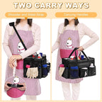 Extra Large Cleaning Caddy Bag with Built-In Support Board, Cleaning Tote Organizer with Removable Divider, Supply Carryall with Adjustable Shoulder Strap and Waist Belt for Cleaners & Housekeeper - Image 4