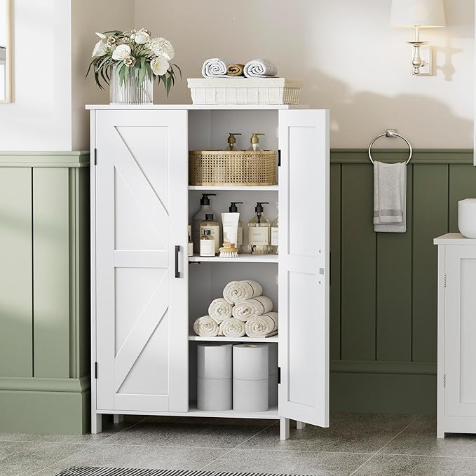 Homleke 43.3" H Farmhouse Bathroom Storage Cabinet with Adjustable Shelves - Image 2