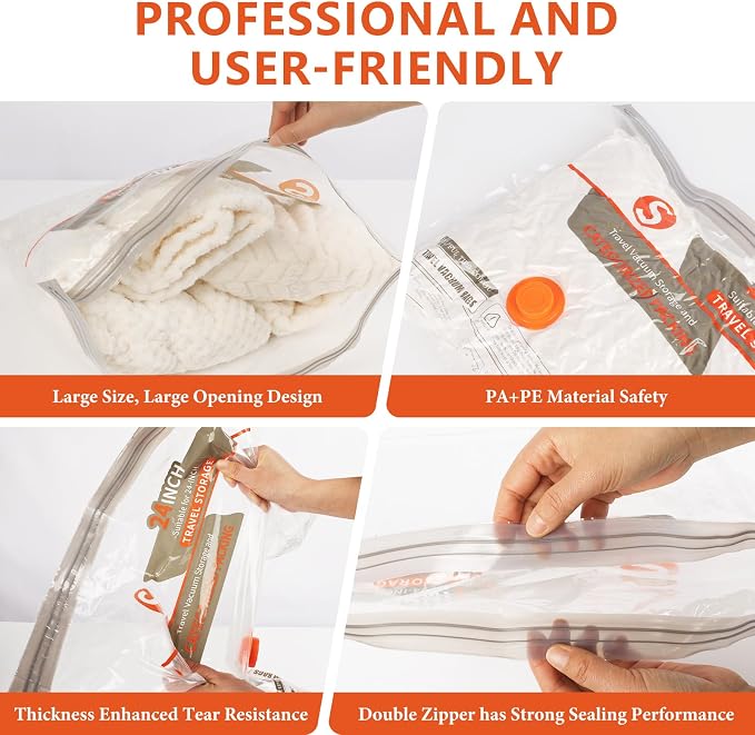 18 Pcs Vacuum Bags for Travel with Rechargeable Air Pump,Space Saver Bags - Image 6