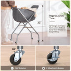 ELYKEN Laundry Basket with Wheels, Collapsible Laundry Hamper, Gray - Image 2
