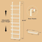 Churboro 9 Tier Over Door Pantry Organizer, 2-in-1 Adjustable Spice Rack - Image 2