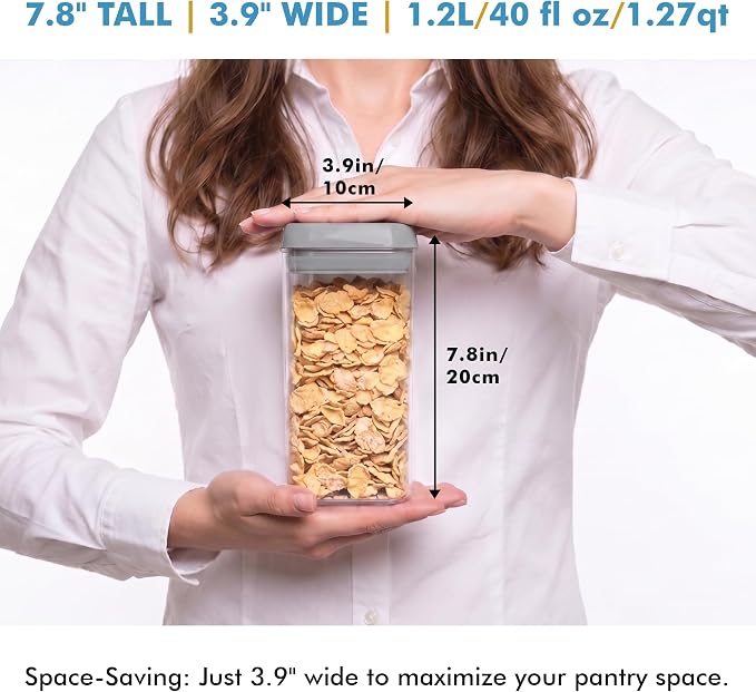 Shazo 6 PC 1.2L Airtight Food Storage Containers with Lids BPA Free Plastic - Image 2