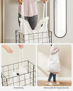 SONGMICS Laundry Hamper, 23.8 Gal. (90L) Laundry Basket, Collapsible Clothes Hamper, Black and White ULCB190W01 - Image 4