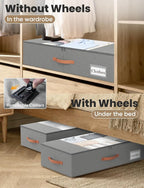 TOSKING 2-Pack Under Bed Storage Drawers with Wheels, 6 Vacuum Bags, 7.9" Height, Large 65L/80 lbs Clear Lid Rolling Bin, 900D Oxford, Space Saver for Dorm Bedroom, Blankets, Clothes, Shoes, Gray - Image 6