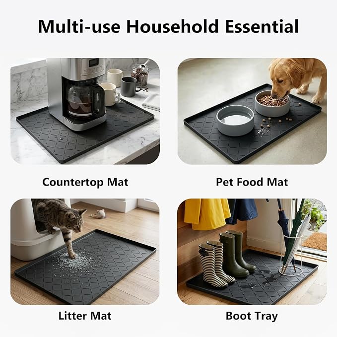Mateeylife Under Sink Mat Kitchen Waterproof, Silicone Sink Tray 22"X19" - Image 6