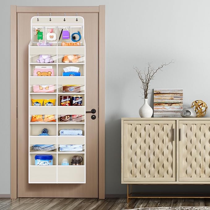 Univivi Upgraded Over the Door Organizer for Baby Nursery, Beige, 6-Shelf - Image 6