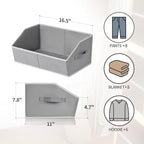 Homsorout Trapezoid Storage Baskets for Shelves - Large Fabric Baskets for Organizing, Foldable Storage Bin with Handles, Cube Storage Organizer Bins for Clothes, Blankets, 4 Pack, Grey - Image 2