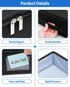 4.5-In Low Profile Under Bed Storage, Rigid Support, 2 Pack, Black | Thin Clothes Storage, Rigid Sides & Bottom, Zipped Lid, Reinforced Handles, Limited Clearance, Couches, Cribs, Dorm Beds - Image 6