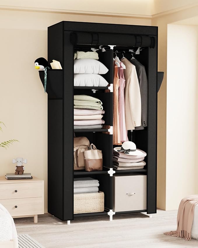 Mavivegue Portable Closet,Wardrobe Closet,Wardrobe,Portable Closets for Hanging Clothes,for Bedroom and Living Room, Black - Image 8
