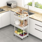 Sywhitta 3-Tier Plastic Rolling Utility Cart with Wheels for Storage,White - Image 4