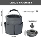 Cleaning Caddy with Handle, 17L Foldable Cleaning Supplies Organizer, Portable Storage Basket, Cleaning Supply Caddy, Multifunctional Cleaning Bucket Bag for Garden, Home, Kitchen (Grey) - Image 4