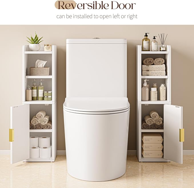 Yoobure Fluted Small Bathroom Storage Cabinet, Narrow Toilet Paper Cabinets - Image 6