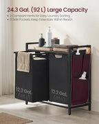 VASAGLE Laundry Hamper with Shelf, 2 Pull-Out Bags, 2 x 12.1 Gallons (46 L) - Image 3