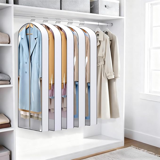 SLEEPING LAMB 60" Long Hanging Garment Bags for Closet Storage Gusseted Clear Dress Bag for Clothes, Gowns, Coats, Suits, 5 Packs - Image 7