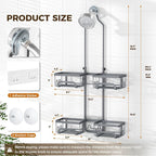 REINHARDT Split Shower Caddy Hanging for Handheld Showerheads, Grey - Image 6