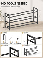 Bumusty 3 Tier Expandable Shoe Rack for Closet, Black | 18"-33" Adjustable Shoe Rack for Entryway, Small Shoe Organizer for Dorm, Front Door, Sturdy Metal - Image 8