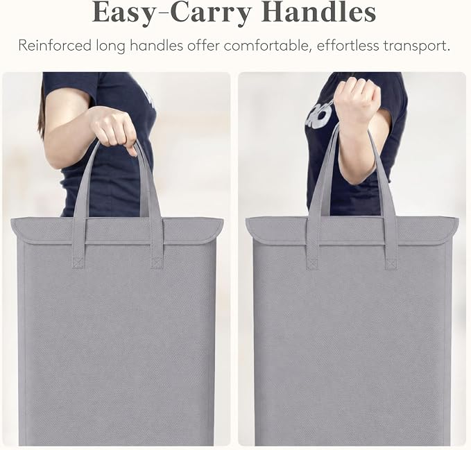 Lifewit 65L Laundry Basket with Lid and Long Handles, Grey - Image 4