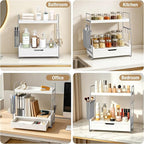 2-Tier Bathroom Counter Organizer with Drawer, Wood Counter Storage Shelf - Image 7