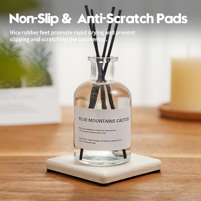 Razborci 4PCS Bathroom Sink Vanity Trays, Diatomaceous Earth Quick Stone Drying Mat Kitchen Counter Dish Soap Dispenser Sponge Holder, Water Absorbing Caddy Organizer for Bottle & Cup, Beige - Image 7