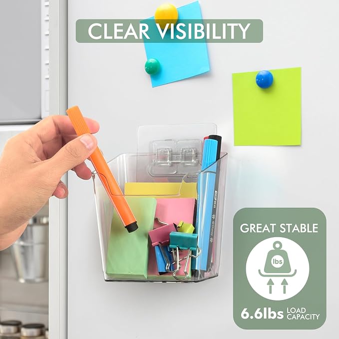 Clear Adhesive Wall Storage Bins 4-Pack Cabinet Door Organizer Cups(Medium) - Image 3