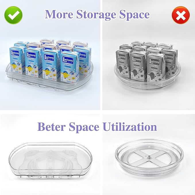 Incostar 360° Rotating Lazy Susan Turntable Organizer - Multifunctional 11.8" x 8.7" Rectangular Organizer for Refrigerator, Cabinet, Pantry, and Kitchen Countertop - Image 5
