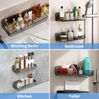 Diesisa Acrylic Wall Mount Organizer, Adhesive Shelves,2Pc Bathroom Shelves - Image 6