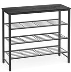 Kitsure Shoe Rack for Closet, Shoe Storage, 29.5" Wide - 4 Tier, Black | Space-Saving Shoe Organizer with Leveling Feet, Sturdy & Rust-Proof Wooden Shoe Rack for Entryway, Bedroom, Living Room by Kitsure