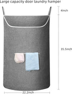 SAVERHO X-Large Door Hanging Hamper Bag,2 Pack Large Capacity Hanging Laundry Hamper Basket with Wide Opening Dirty Clothes Laundry Hamper Storage Bag Size 35X22inch(Grey-2Pack) - Image 2