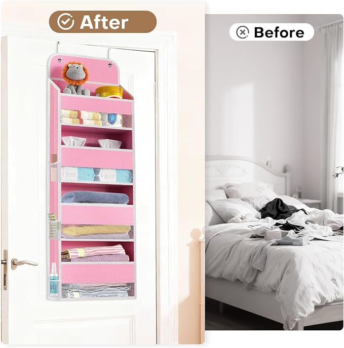 Over the Door Organizer, 4 Large Pocket Hanging Storage with 40lb Capacity - Image 6