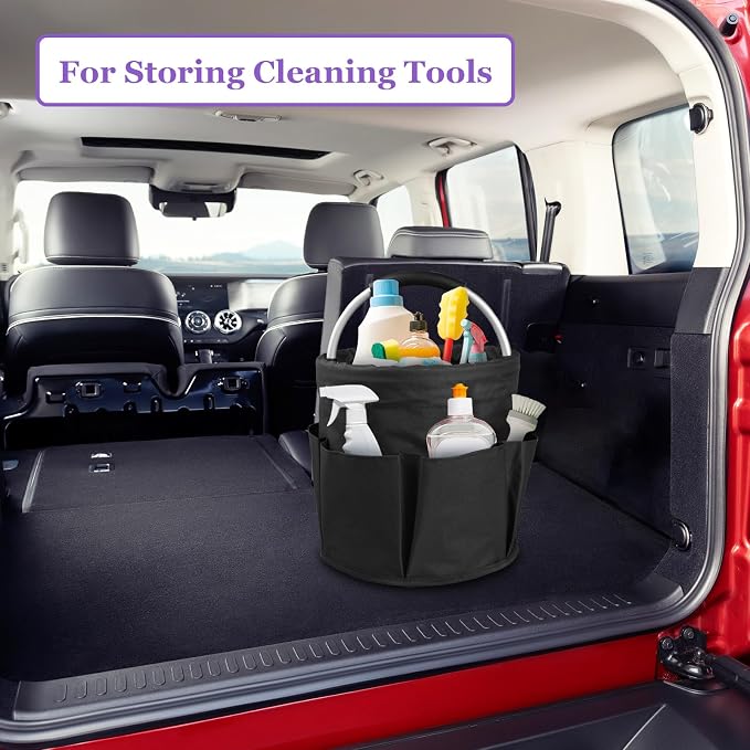 2Pcs 17L Cleaning Caddy with Handle, 600D Oxford Garden Tool Bag,Black+Pink - Image 6