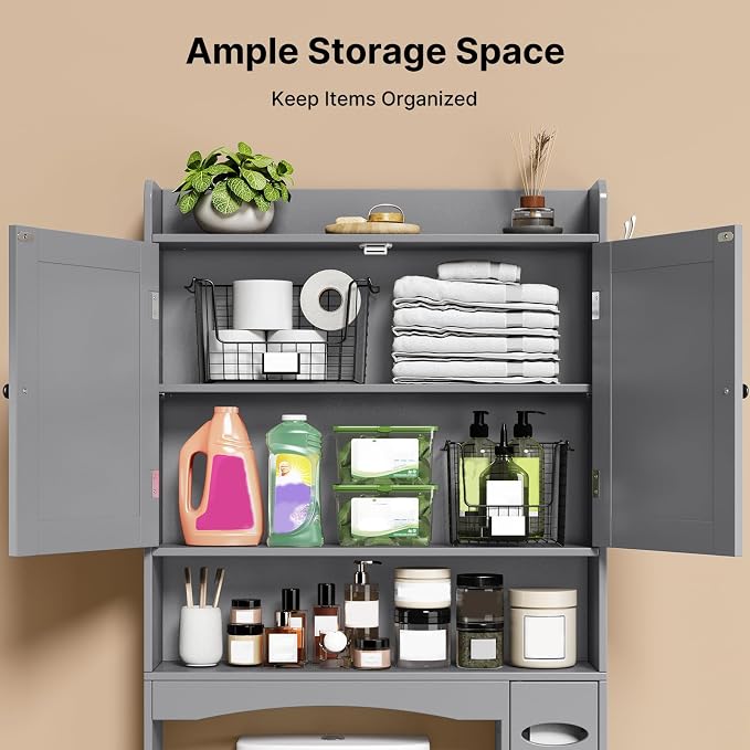 Ahomly Over The Toilet Storage Cabinet, 32.3" W, Espresso - Image 8