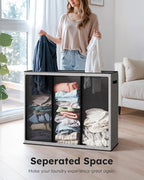 SOLEDI Large Laundry hamper 3 Section with Laundry Bag, XL Clothes Basket - Image 2
